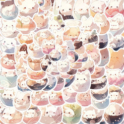 Cartoon Animal Rice Ball Stickers - 10/30/50/102pcs Laptop Decals (Online Order Only)