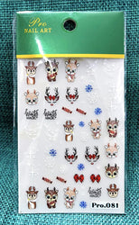 Cute Deer Christmas Nail Stickers 5D Embossed Elk Star Gingerbread Man Snowflake Santa Claus Holly DIY Winter Engraved Manicure* (ONLINE ORDER ONLY)