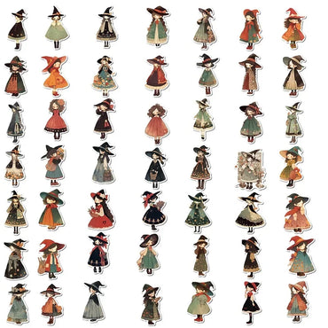 10/30/50PCS Cartoon Q Witch PVC Sticker Aesthetic Children's Korean Decoration Scrapbooking Stationery School Supplies for Kids (ONLINE ORDER ONLY)