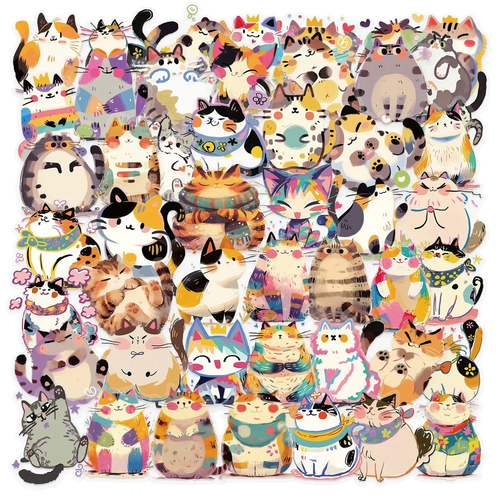 Cartoon Kitten Stickers 10/30/50PCS Waterproof PVC for Skateboard Notebook Decoration (Online Order Only)