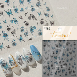 Vigorous Pink Orchid Cymbidium Antique Fragrant Thoroughwort Grass Butterfly Adhesive Nail Art Sticker Plant 3D Manicure Decals (ONLINE ORDER ONLY)