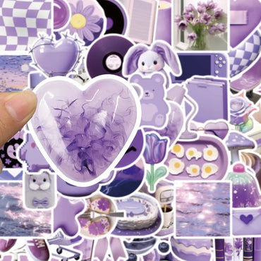 10/30/50PCS Cute Purple Stickers Ins Style Cartoon Decals Graffiti DIY Notebook Phone Skateboard Fridge Guitar Car Kids Toy Gift (ONLINE ORDER ONLY)