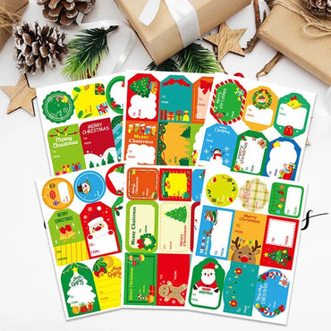 108Pcs/12Sheets Santa Claus Christmas Tree Elk Candy Bag Sealing Sticker Gift Box Name Tags Xmas New Year Present Label Sticker (ONLINE ORDER ONLY)