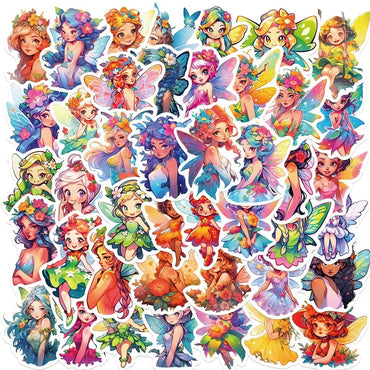 10/30/50PCS Cartoon Flower Fairy PVC Sticker Aesthetic DIY Korean Stationery Decoration Scrapbooking School Supplies for Kids (ONLINE ORDER ONLY)