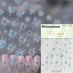 Charming Beautiful Black White Small Butterfly Flower Petal Love Heart Bowknot 5D Self Adhesive Nail Art Sticker Manicure Decals (Online Order Only)