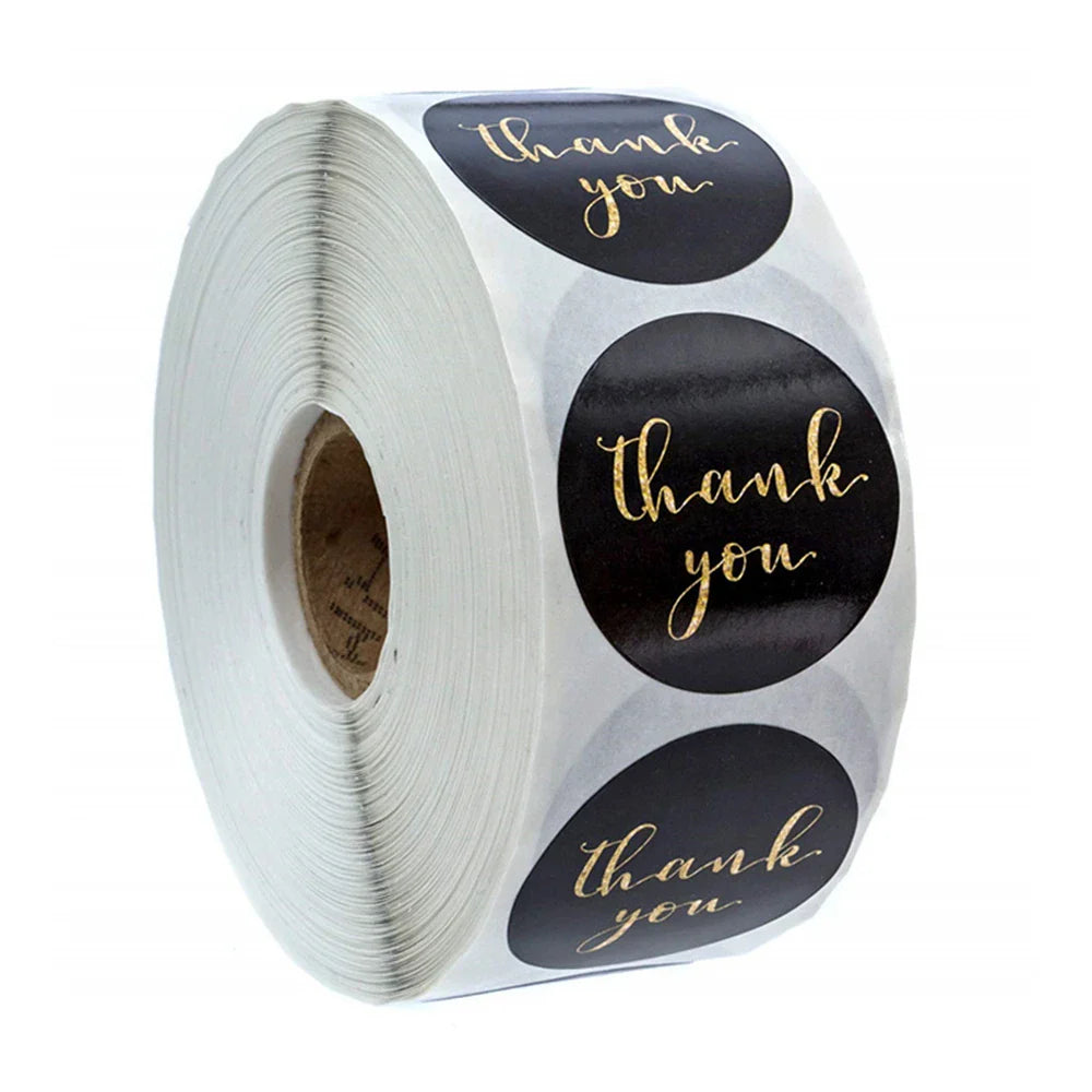 500pcs/roll Round Brown labels Thank You Kraft Stickers 1 inch Wedding Pretty Gift Envelope Sealing Label Stickers Stationery (ONLINE ORDER ONLY)