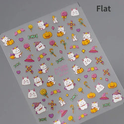 Cat Eye Halloween Terror Spider Cross Rose Love Heart Flower Snake Web Candy Bunny Thrilling Nail Art Stickers Manicure Decals (Online Order Only)