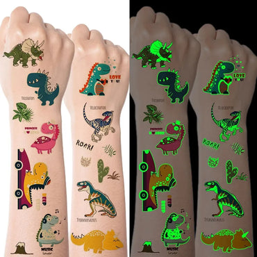 10pcs Luminous Dinosaur Glow Waterproof Temporary Tattoo Stickers Mermaid Lion Flash Tatto For Kids Arm Body Art Fake Tattoos (ONLINE ORDER ONLY)