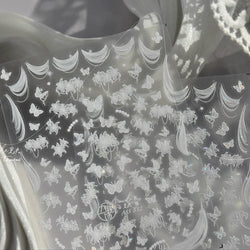 Cute 3D White Rose Flower Lace Bud Silk Bowknot Butterfly Dreamy Shiny Relief Chic Self Adhesive Nail Art Sticker Manicure Decal (ONLINE ORDER ONLY)