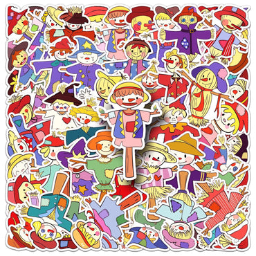 10/50pcs Cute Funny Scarecrow Graffiti Stickers Kids Toy DIY Laptop Notebook Skateboard Motorcycle Phone Waterproof Sticker (Online Order Only)