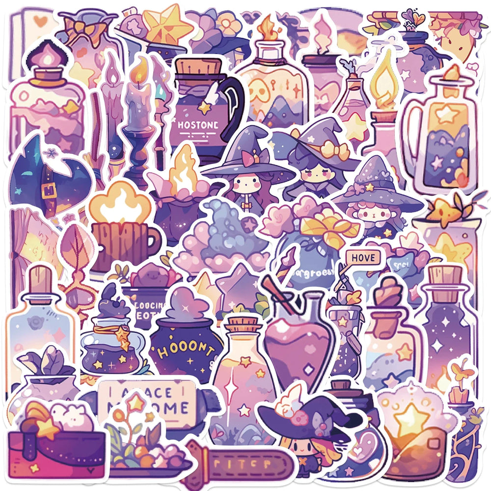 50pcs Fantasy Gothic Magic Potion Series Graffiti Stickers Suitable for Helmet Desktop Wall Decoration DIY Sticker Pack (Online Order Only)
