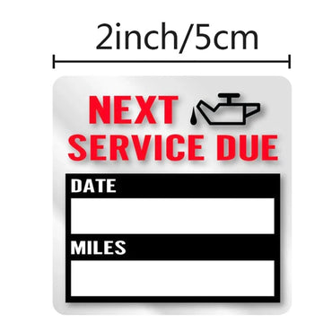 100pcs/roll Oil Change Maintenance Service Reminder Stickers Adhesive Window Labels Car Sticker "NEXT SERVICE DUE" (ONLINE ORDER ONLY)