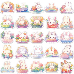 10/30/50PCS Rainbow Rabbit PVC Sticker Aesthetic Children's Korean Decoration Scrapbooking Stationery School Supplies for Kids (ONLINE ORDER ONLY)