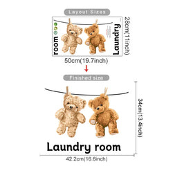 Bear Wall Stickers for Laundry and Bathroom - Cartoon Animal Vinyl Wallpaper (ONLINE ORDER ONLY)