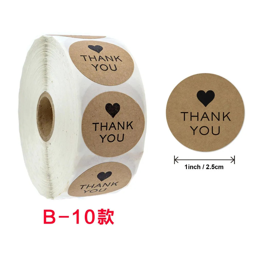 50-500pcs Round Natural Kraft Handmade Thank You Stickers Scrapbooking For Gift Baking Package Adhesive Sticker Seal Labels (ONLINE ORDER ONLY)
