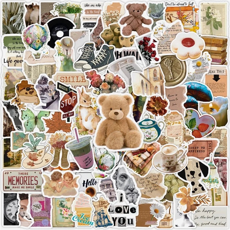 10/30/50/100PCS Art Life Cartoon Sticker Aesthetic PVC Decoration Children's Stationery Scrapbooking School Supplies for Kids (ONLINE ORDER ONLY)