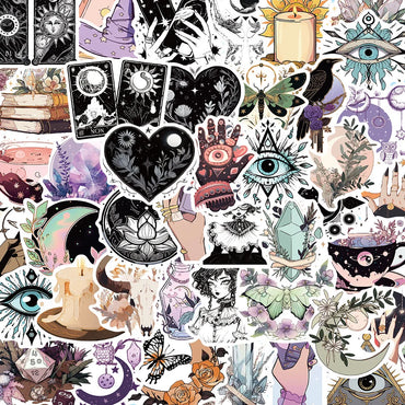 10/50PCS Cool Gothic Magic Witch Cartoon Stickers Aesthetic Tarot Goth Decals Graffiti DIY Skateboard Suitcase Freezer Sticker (ONLINE ORDER ONLY)