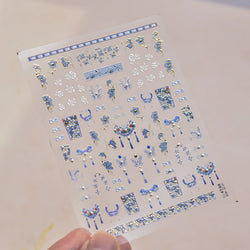 Embroidery Yunjin Brocade Tassels Bowknot Butterfly Flower Rose Camellia Adhesive Nail Art Stickers Rhinestone Manicure Decals (Online Order Only)