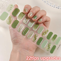 22Tips Semi Cured Gel Nail Wraps 3D UV Gel Nail Stickers Flowers Gradient Color Adhesive Full Cover Designer DIY Manicure Arts & (Online Order Only)