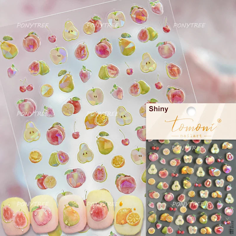 Carambola Grape Honey Peach Cherry Pineapple Pineapple Orange Apple Lemon Bromeliad Fruit Jelly Nail Art Sticker Manicure Decals (ONLINE ORDER ONLY)