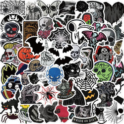 60PCS Dark Skull Spider Web Graffiti Sticker Cartoon Creative Sticker For Guitar Computer Car Waterproof Children Kids Sticker (ONLINE ORDER ONLY)