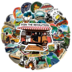 50pcs Forest Camping Hiking Outdoor Stickers Travel Scenery Decals Suitcase Luggage Scrapbook Waterproof Graffiti Sticker Toys (ONLINE ORDER ONLY)