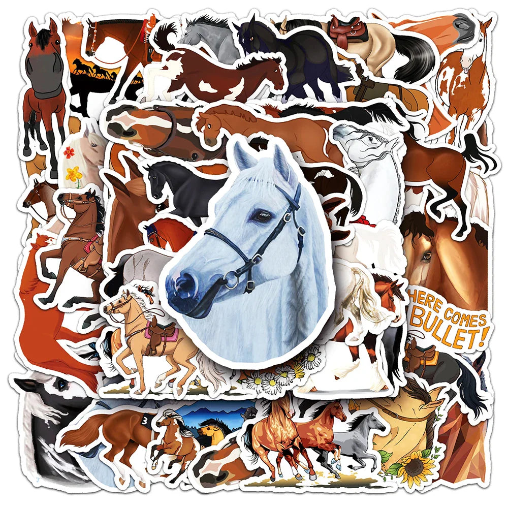 Cartoon Horse Stickers 10/30/50PCS for Kids DIY Luggage Laptop Motorcycle Car Wholesale (Online Order Only)