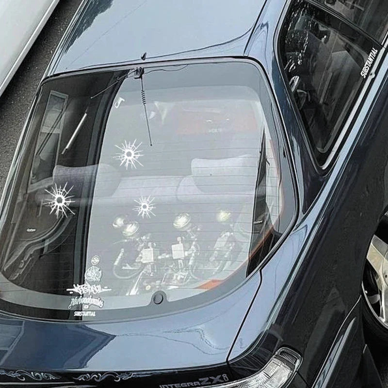 Bullet hole simulation decal, creative and funny sticker, can be used on the front and rear windshields, side windows of cars. (ONLINE ORDER ONLY)