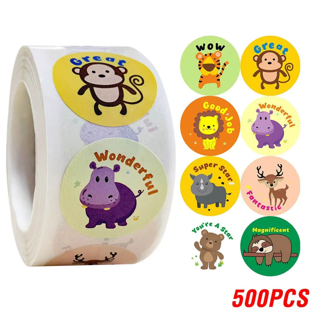 100-500pcs Animal Sticker School Teacher Student Cartoon Sticker Sealing Label Christmas Gift Scrapbook Stationery Sticker (ONLINE ORDER ONLY)