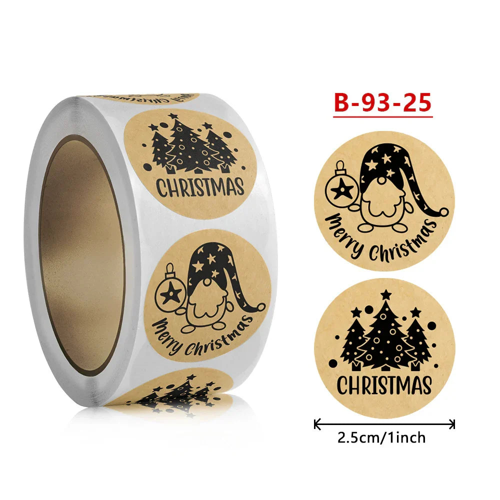 Merry Christmas Kraft Paper Stickers Holiday Decor Party Bake Envelope Bottle Seal Label (ONLINE ORDER ONLY)