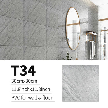 10/20pcs PVC Imitation Marble Floor Stickers Self-adhesive Wall Stickers Waterproof Bathroom Living room Moden Decoration Decals (ONLINE ORDER ONLY)