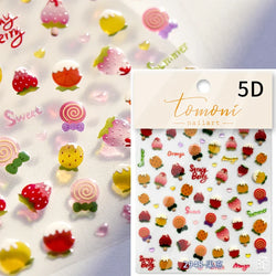 Cute Fresh Fruit Lovely Red Strawberry Grape Cherry Peach 3D Jelly Design Dopamine Self Adhesive Nail Art Sticker Manicure Decal (Online Order Only)