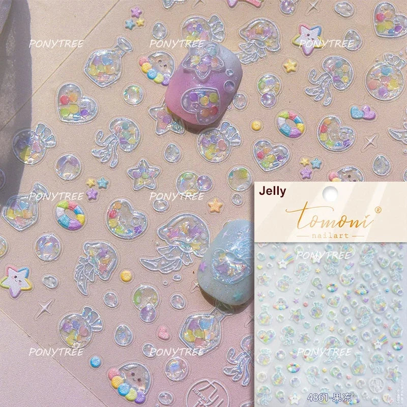 Shiny Colourful Marine Shell Starfish Ocean Elements Star Water Bubbles Star Conch Underwater Nail Art Stickers Manicure Decals (ONLINE ORDER ONLY)