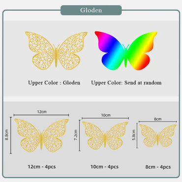 12 Pcs Double Layer Butterfly Wall Stickers Home Decor (Online Order Only)