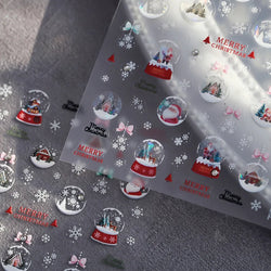 Crystal Ball Santa Claus Snowman Bowknot Red Christmas Tree Bell Socks Self Adhesive Nail Art Stickers Snowflake Manicure Decals (ONLINE ORDER ONLY)