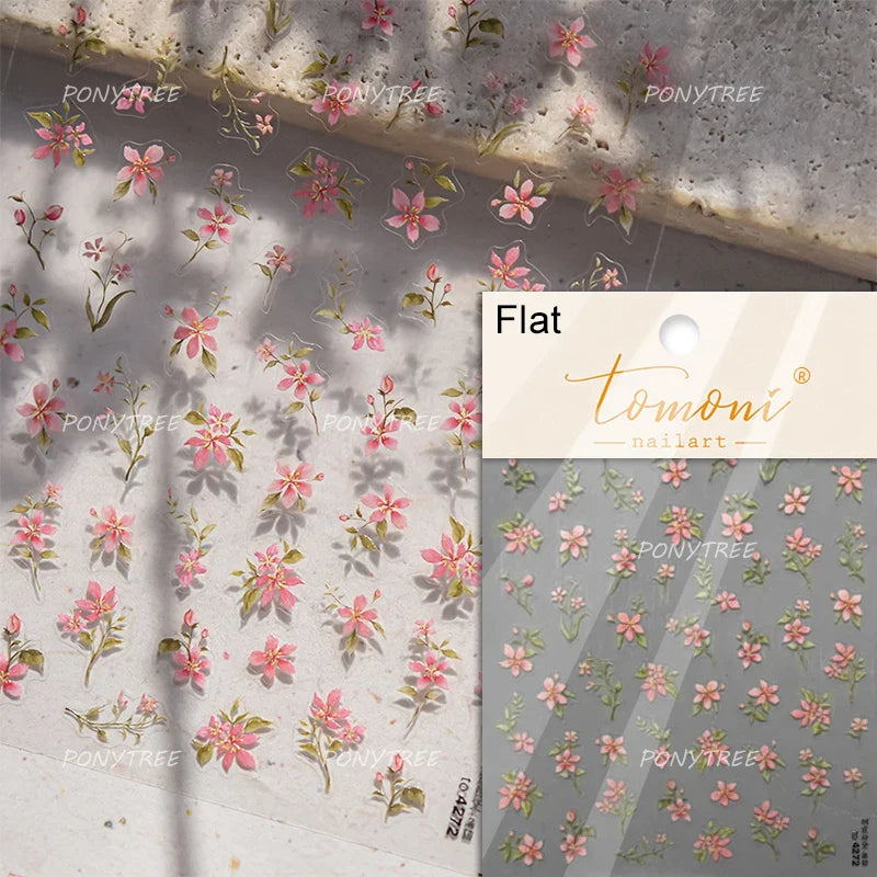 Cute Beige Yellow Pristine Fresh Daisy Flower 5D Shiny Soft Embossed Relief Charm Self Adhesive Nail Art Stickers Manicure Decal (ONLINE ORDER ONLY)