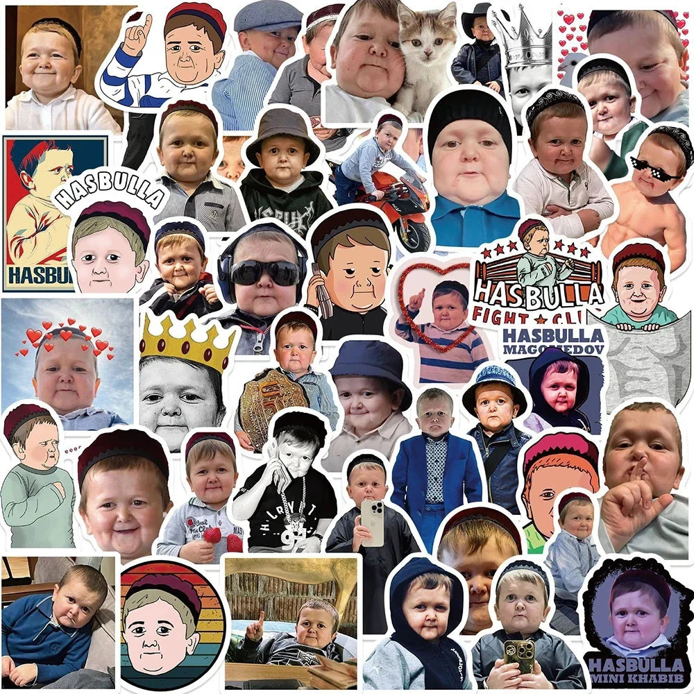 10/30/50pcs Funny Meme Hasbulla Stickers Cartoon Toys Decals DIY Phone Laptop Motorcycle Suitcase Bike PVC Waterproof Decoration (ONLINE ORDER ONLY)