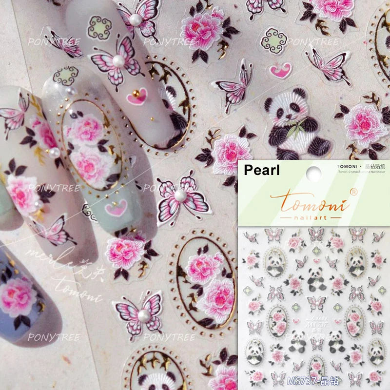 Watercolor Style Colourful Rose Flower Embossment Romantic Garden 5D Self Adhesive Nail Art Decoration Stickers Manicure Decals (ONLINE ORDER ONLY)