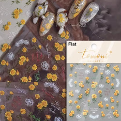 Dried Flowers Rose Butterfly Love Heart Golden Stroke Flying Crane Silver Adhesive Nail Art Stickers Rhinestone Manicure Decals (ONLINE ORDER ONLY)