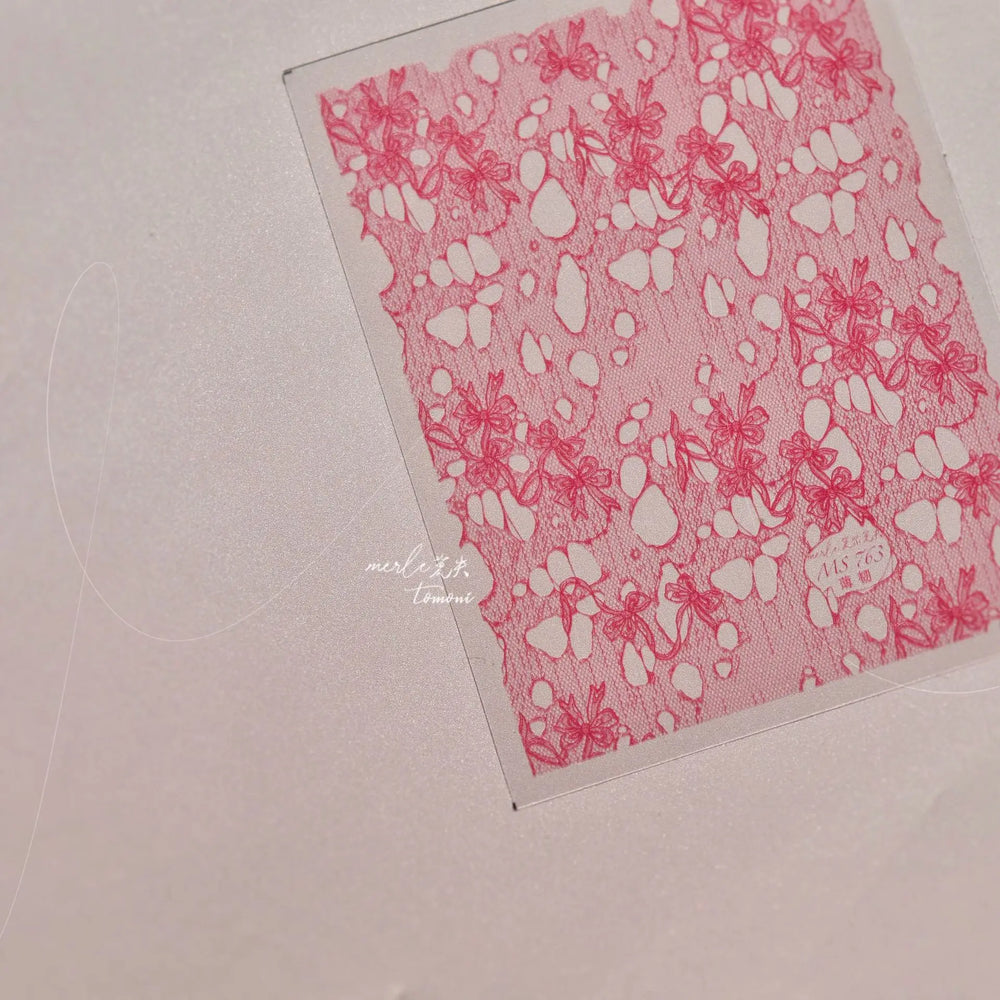 Lace Bowknot Hollow Out Fabric Art Fragmentation Sensation Petal Embossed Hottie Adhesive Nail Art Sticker Chic Manicure Decals (ONLINE ORDER ONLY)
