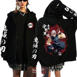 Demon Slayer Pattern Print Sweatshirt Harajuku Zipper Hoodie (ONLINE ORDER ONLY)