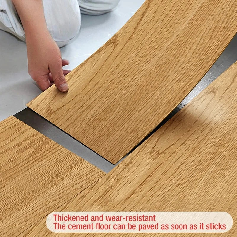 10Pcs 40x15cm PVC Floor Stickers Self-adhesive Stickers Waterproof Thickened Wood Grain Floor Stickers Foam Stickers Living Room (Online Order Only)