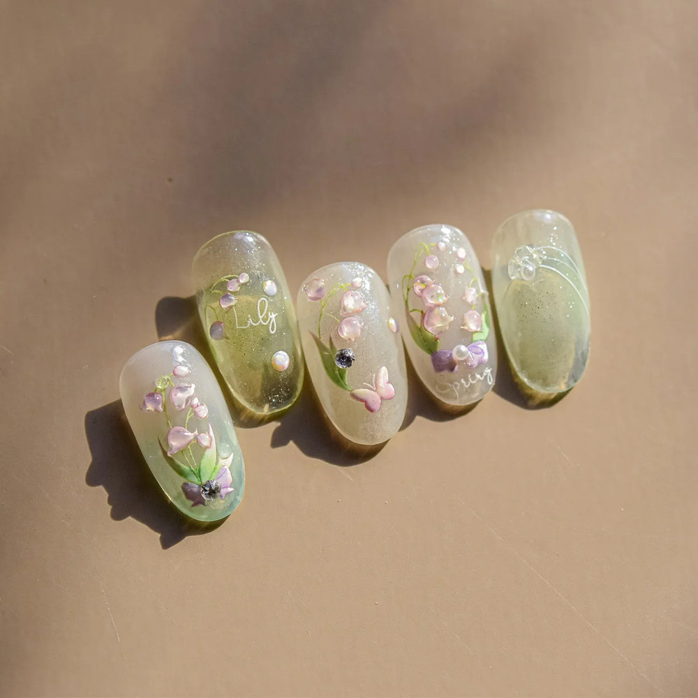 Lily of The Valley Star Spring Flower Bowknot Butterfly Water Bubbles Self Adhesive Nail Art Stickers Rhinestone Manicure Decals (ONLINE ORDER ONLY)