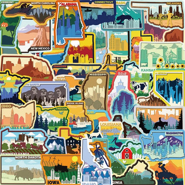10/30/50PCS Colored USA PVC Sticker Aesthetic Children's Stationery DIY Decoration Scrapbooking School Supplies for Kids (Online Order Only)