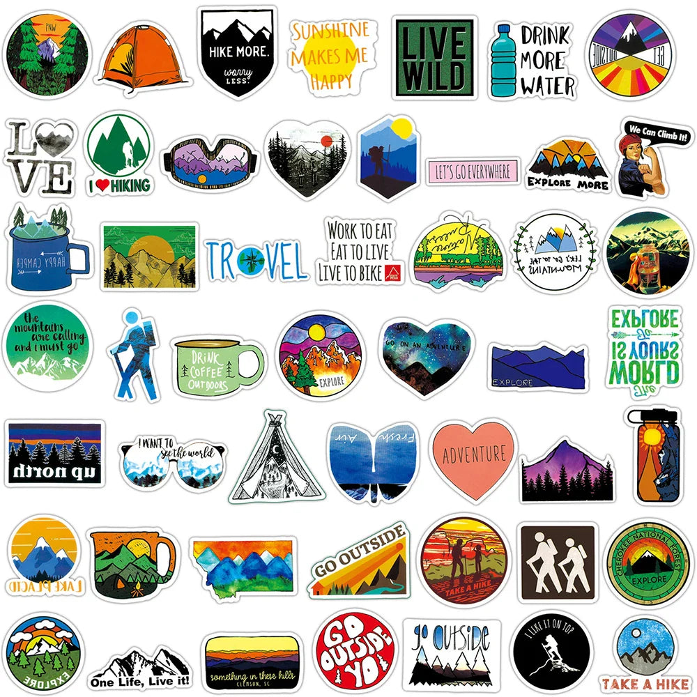 10/30/50/100pcs Outdoor Travel Camping Graffiti Cartoon Stickers Decals Laptop Motorcycle Scrapbook Waterproof Sticker Kids Toy (ONLINE ORDER ONLY)