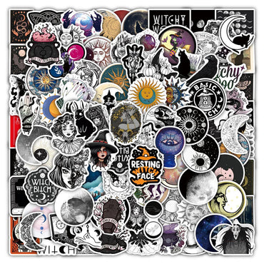 10/30/50/110pcs Cool Witch Moon Gothic Cartoon Stickers Aesthetic Decals Skateboard Laptop Guitar Phone Graffiti Sticker Kid Toy (ONLINE ORDER ONLY)