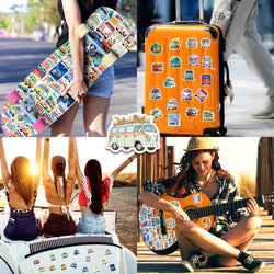 50pcs Float Cartoon Transportation Children's Enlightenment Education Hip Hop Bus Graffiti Waterproof Sticker (Online Order Only)