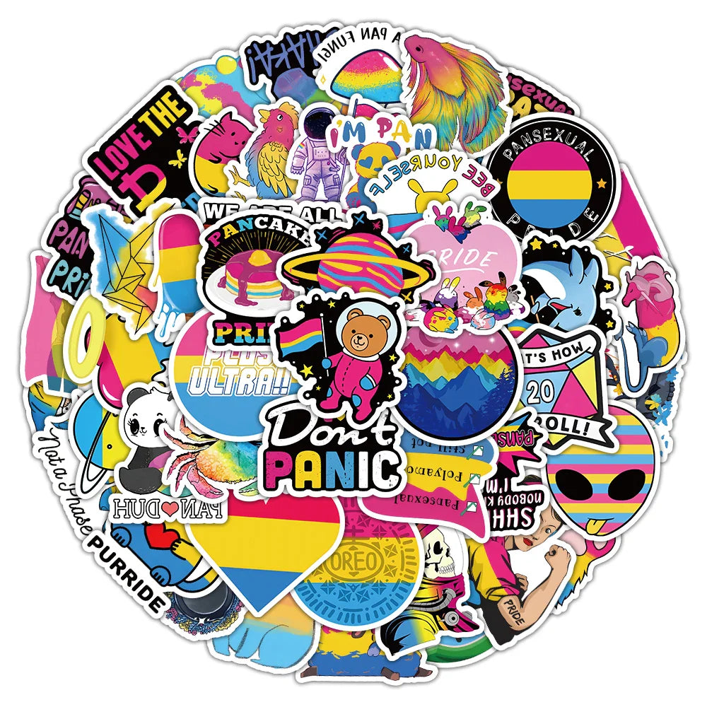 Pansexual Pride LGBT Graffiti Stickers Waterproof Decals for Motorcycle Luggage Skateboard (Online Order Only)