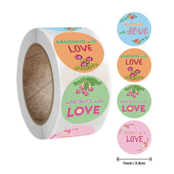 100-500pcs 1Inch DIY Hand Made With Love Label Wedding Stickers Adhesive Sticker Kraft Round Labels Wholesale price (Online Order Only)