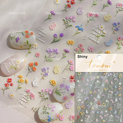 Colourful Butterfly Rose Flower Tulip Daisy Moth Orchid Narcissus 3D Self Adhesive Nail Art Decorations Stickers Manicure Decals (ONLINE ORDER ONLY)